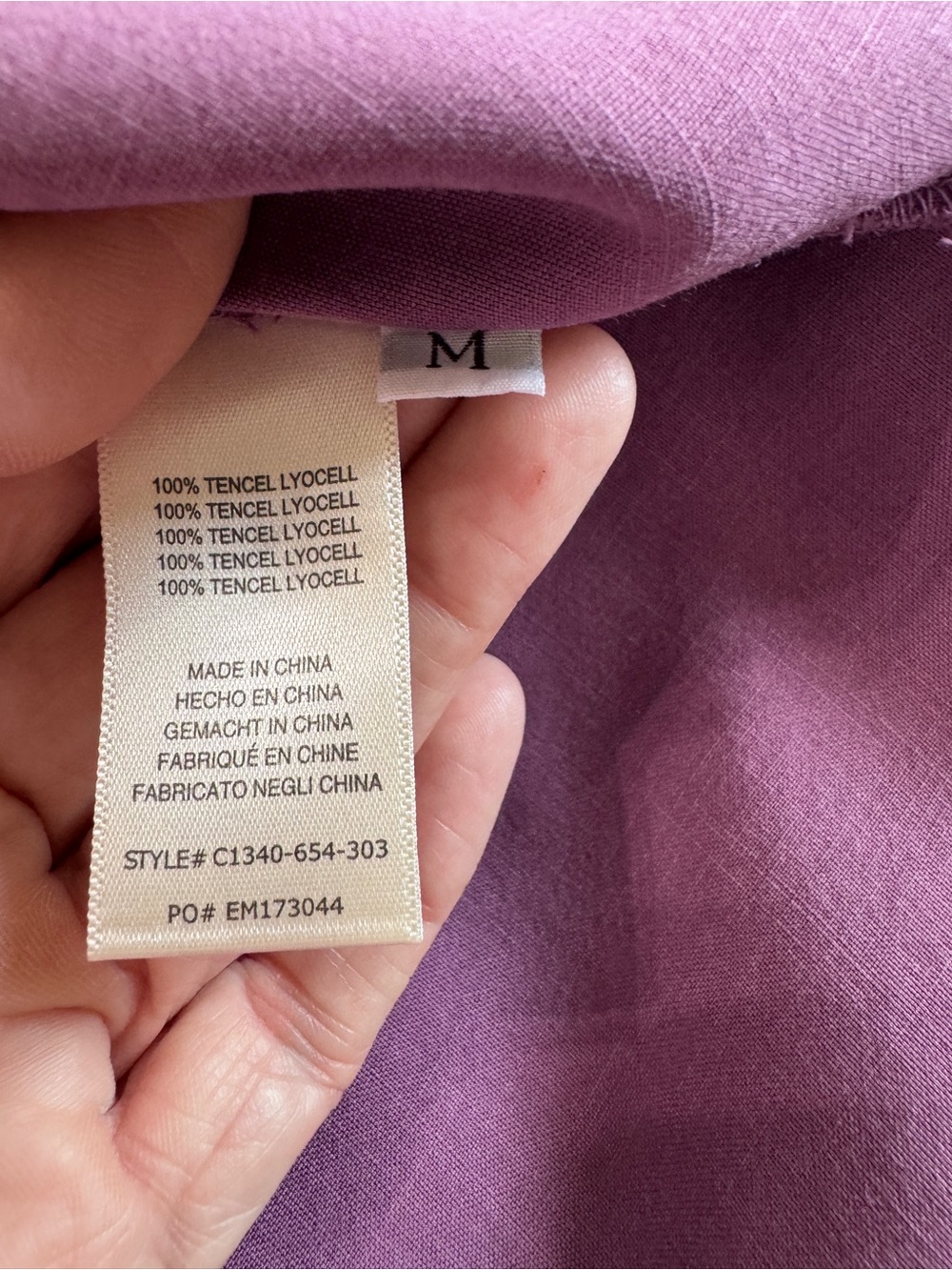 Cloth & Stone Purple Solid Woven Lyocell Pleated Button-Up Shirt Size M - Picture 13 of 13